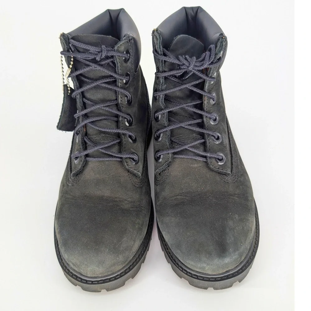 Timberland 6 Inch‎ Premium Waterproof Boot Boys 4 Black Nubuck 12907 Leather Lug